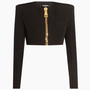 Balmain
Grain De Poudre Wool Crop Jacket